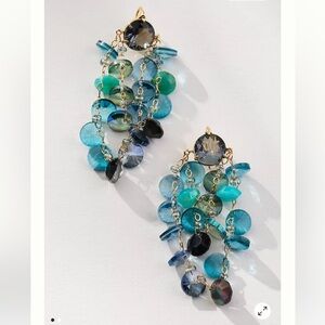 NWT Anthropologie Colorful Glass Stone Drop Earrings
